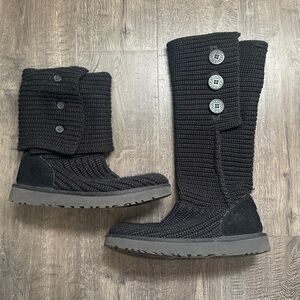 Ugg Black Knit Button-Up Boots